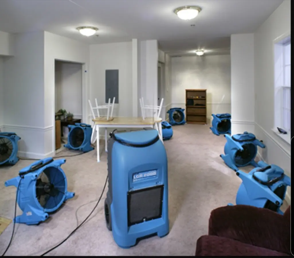 Air movers and dehumidifier setup for Water Damage Restoration in Fort Belvoir